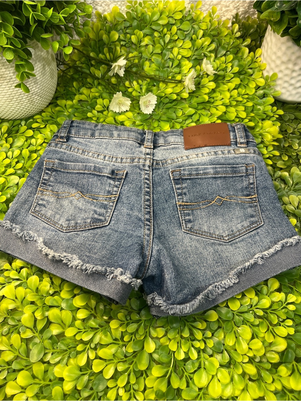 Lucky Brand Frayed Hem Denim Shorts - Blue
